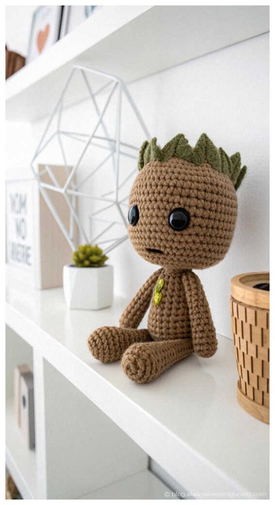 Beginner Friendly Amigurumi: Easy no sew baby groot pattern for a fast crafting experience.