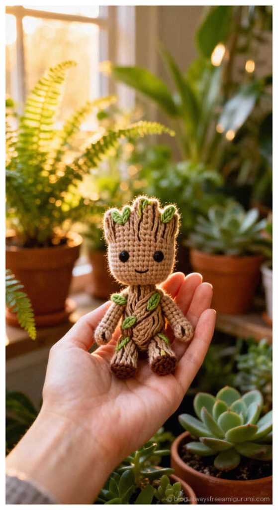 DIY Crochet Gift Idea: Personalized no sew baby groot plushie, a thoughtful present for kids.