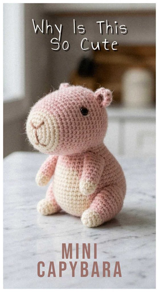 mini crochet capybara amigurumi doll cute handmade capybara toy soft yarn detail