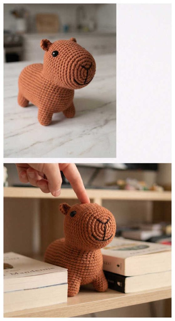 small crochet capybara amigurumi standing toy cute handmade capybara doll simple design
