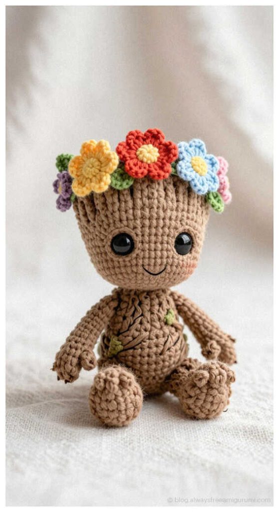 Handmade Nursery Decor: Dreamy no sew groot amigurumi with soft textures for a premium feel.