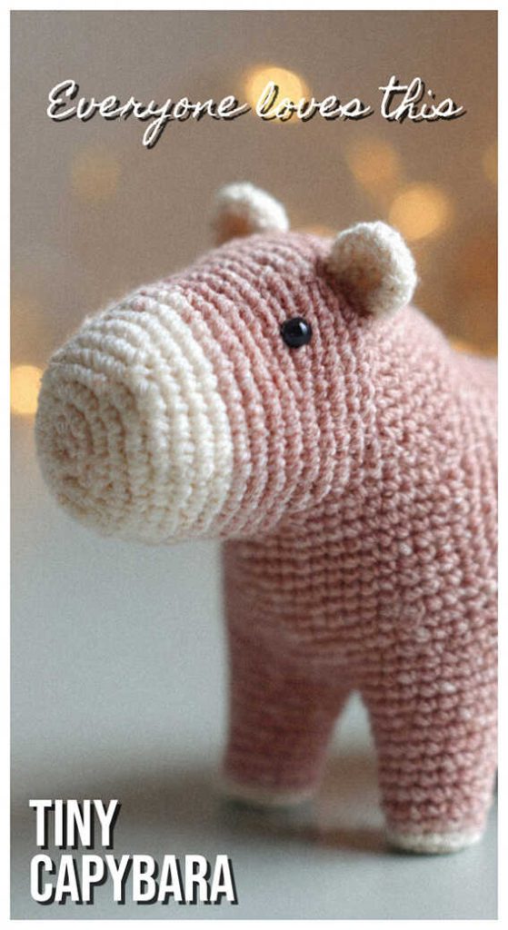 small crochet capybara amigurumi side view cute handmade capybara toy detailed stitching