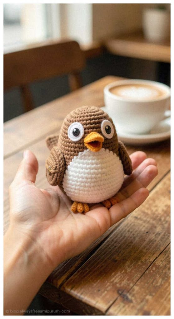 Cute green owl amigurumi with closed eyes, handmade winter crochet nursery decor inspiration