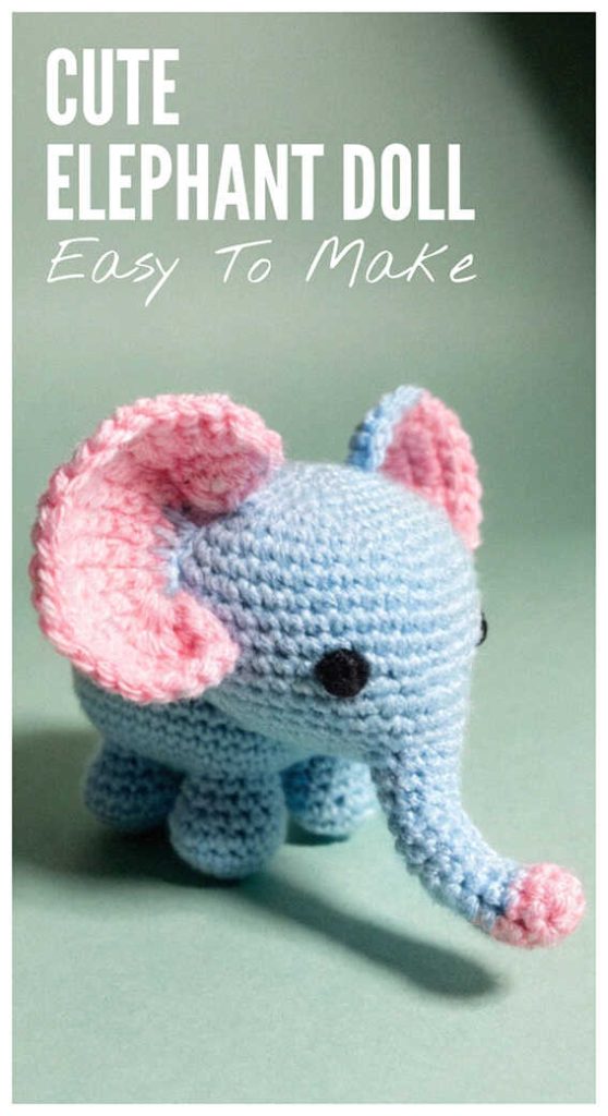 small blue crochet elephant amigurumi doll cute handmade elephant toy soft yarn texture