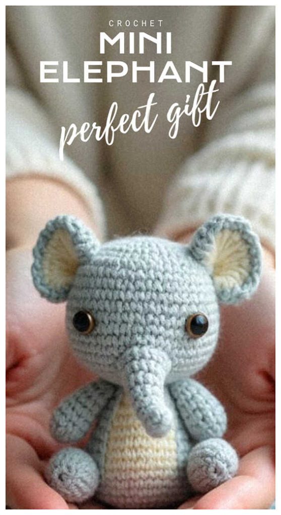 mini crochet elephant amigurumi in hands cute handmade elephant toy perfect small gift idea