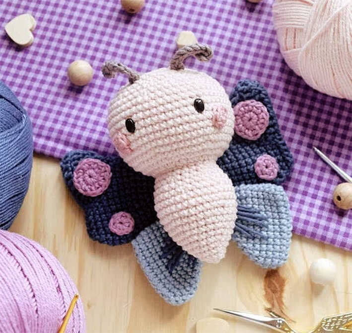 crochet butterfly amigurumi free pattern cute handmade butterfly toy with soft yarn and colorful wings
