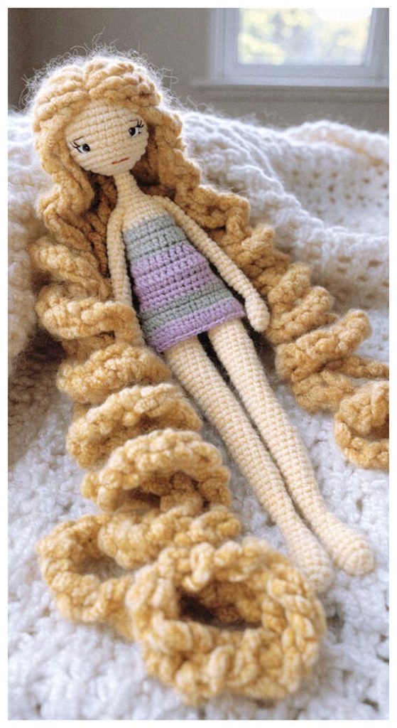 rapunzel crochet doll with long yarn hair cute princess amigurumi idea
