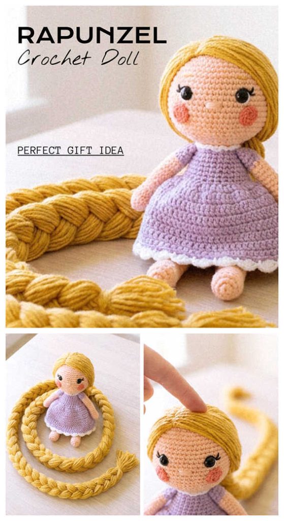 rapunzel crochet doll small princess amigurumi cute gift idea
