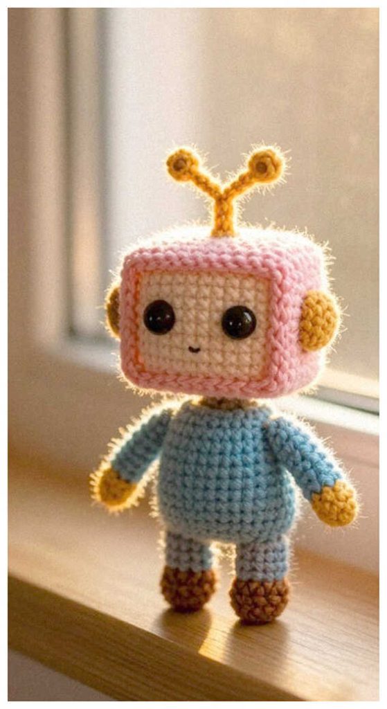 cute crochet robot amigurumi doll handmade robot toy soft yarn detail free pattern inspiration