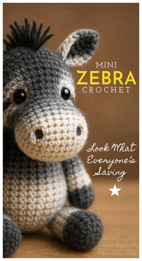 mini crochet zebra amigurumi close up cute handmade zebra toy free pattern inspiration soft yarn detail