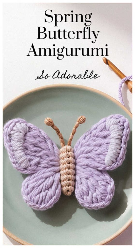 spring butterfly amigurumi with pastel wings cute handmade butterfly toy free crochet pattern style