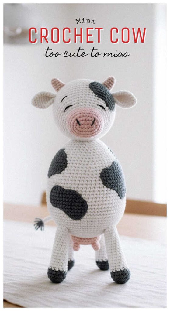 mini crochet cow amigurumi doll cute handmade cow toy simple design