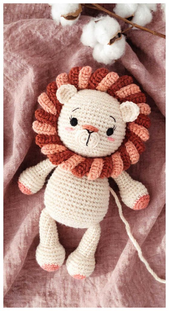 small crochet lion amigurumi doll cute handmade lion toy free crochet pattern idea soft colors