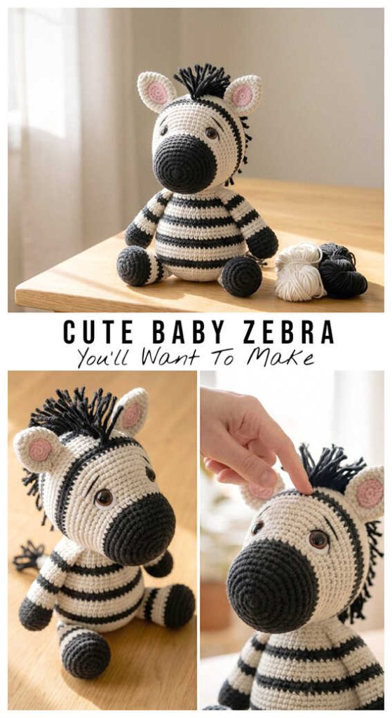 cute baby crochet zebra amigurumi small handmade zebra toy free crochet pattern style gift idea