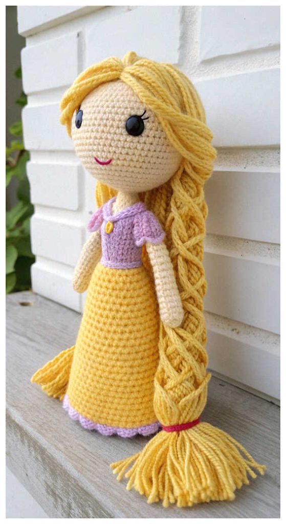 rapunzel amigurumi crochet doll standing cute princess plush handmade idea