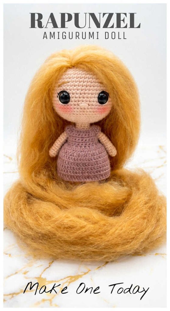 rapunzel amigurumi doll crochet long hair cute princess handmade toy idea