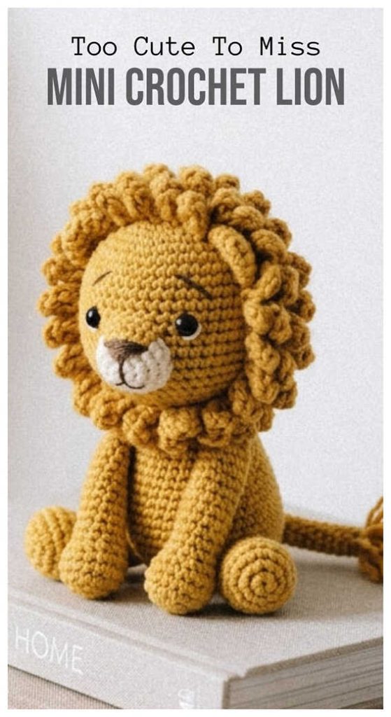 mini crochet lion amigurumi doll cute handmade lion toy free pattern inspiration soft yarn detail