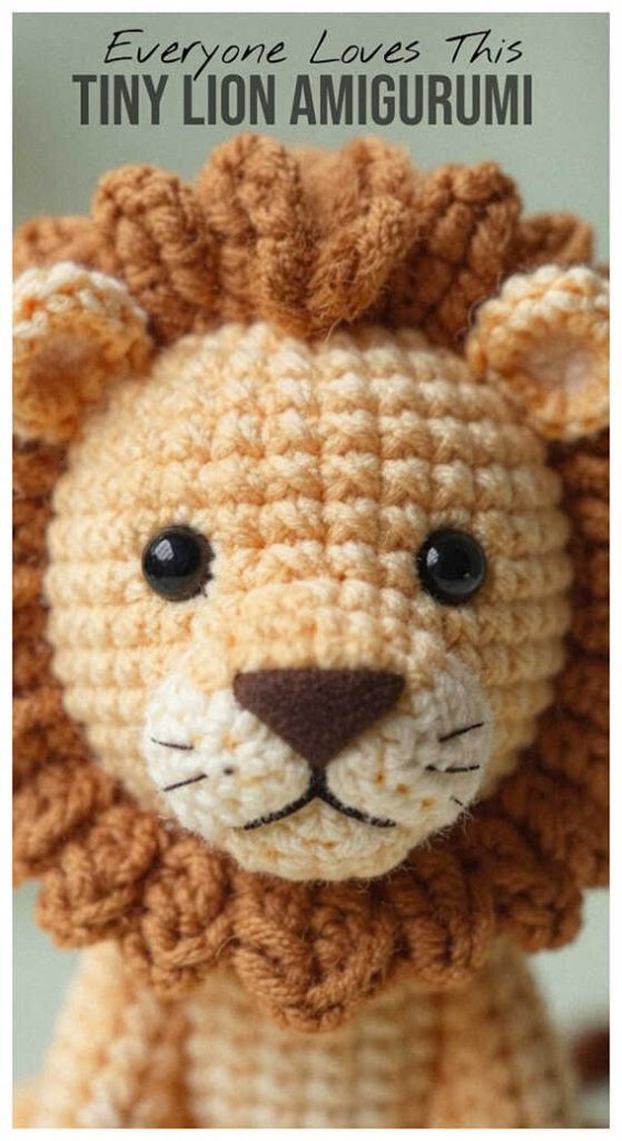 crochet lion amigurumi close up cute handmade lion toy free pattern inspiration detailed face