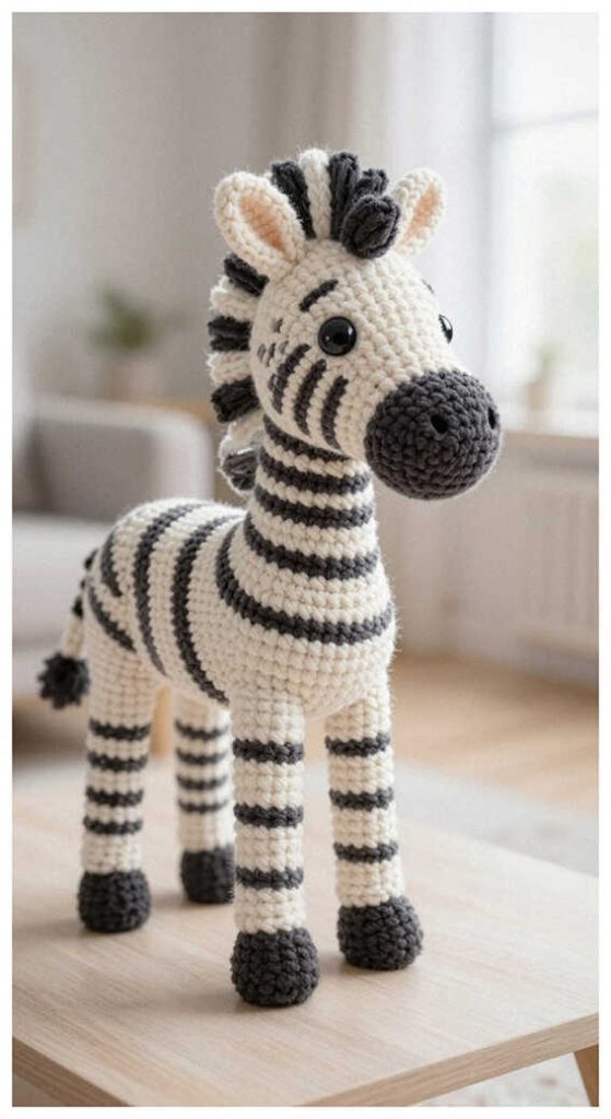 striped crochet zebra amigurumi toy cute handmade zebra doll free crochet pattern style