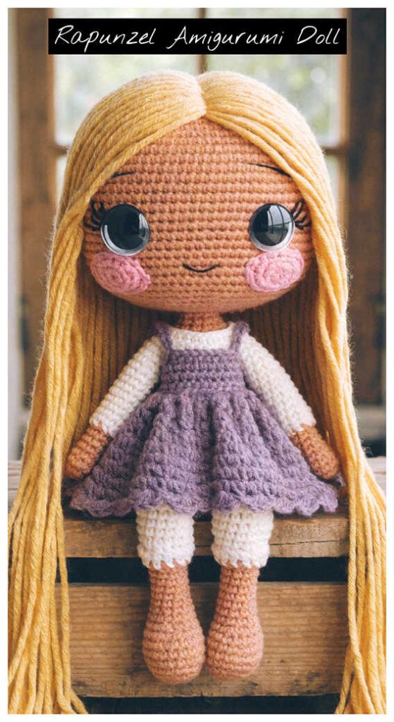 rapunzel amigurumi crochet doll detailed face cute handmade toy idea