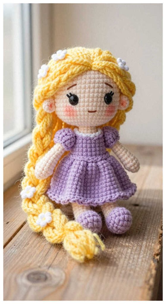 rapunzel crochet doll in dress cute princess plush handmade idea