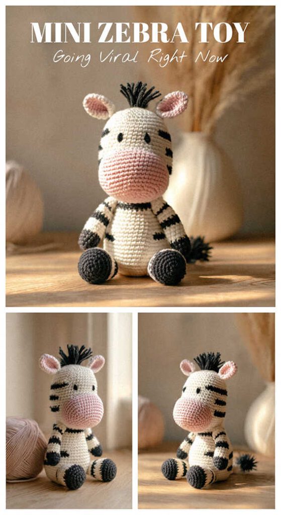 mini crochet zebra toy cute handmade zebra amigurumi free crochet pattern style small gift idea