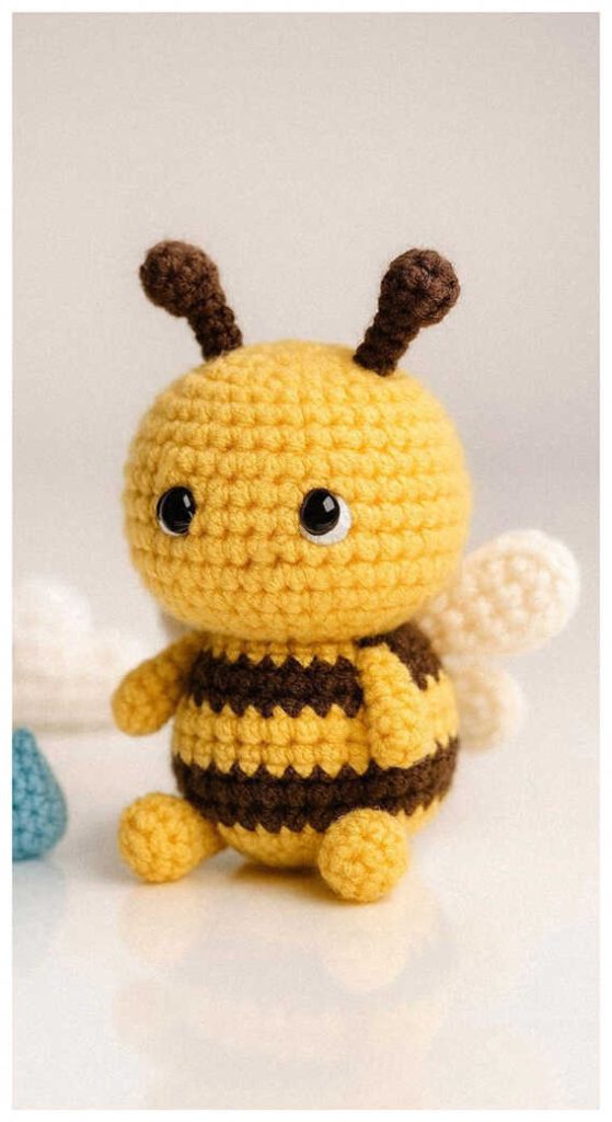 small crochet bee amigurumi doll cute handmade bee toy free pattern style simple design