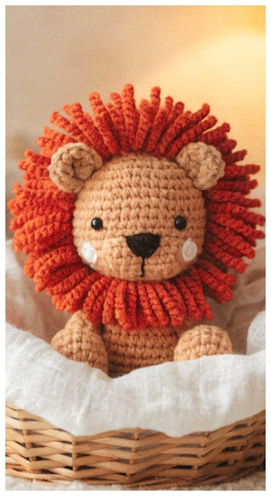 crochet lion amigurumi with red mane cute handmade lion toy free crochet pattern idea