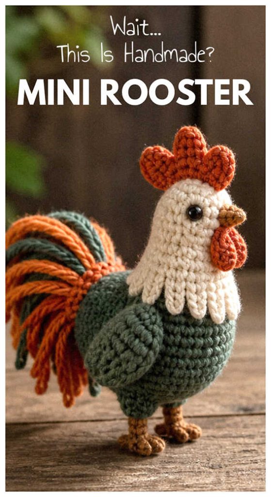 amigurumi rooster doll free crochet pattern handmade chicken toy cozy look
