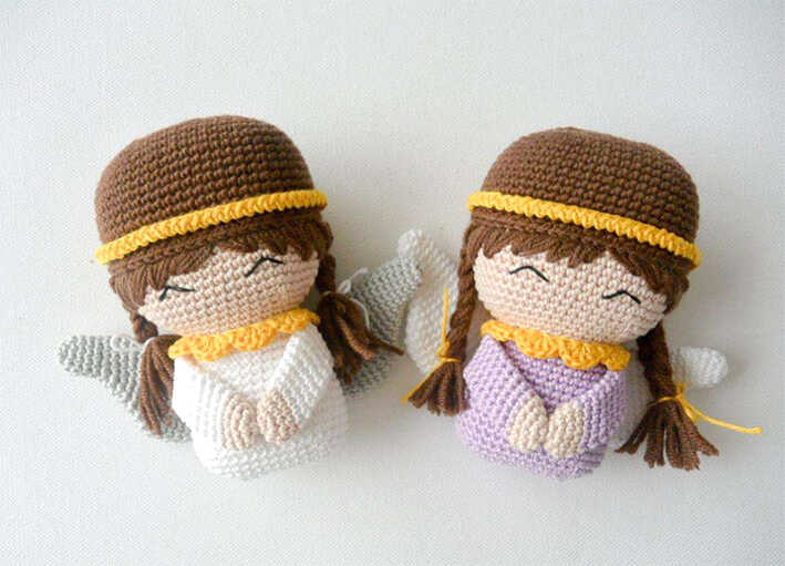 christmas angel amigurumi free crochet pattern cute handmade angel dolls with wings and soft pastel outfits