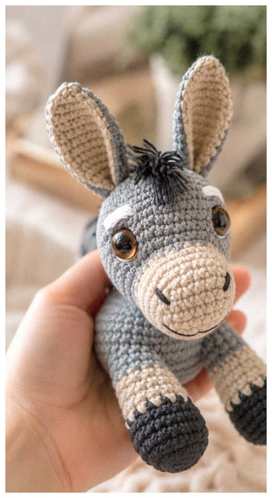 crochet donkey handmade gift idea cute farm animal toy inspiration