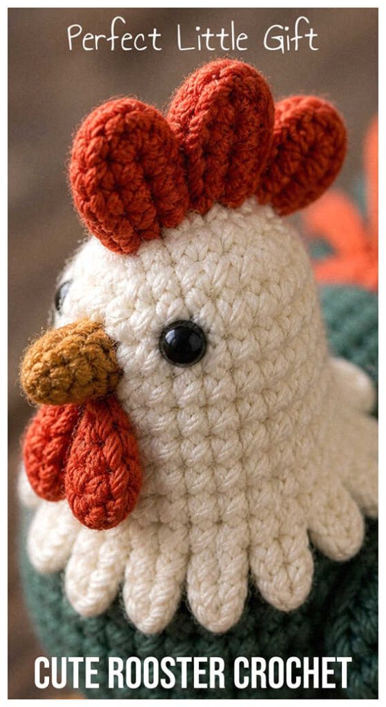 crochet chicken doll amigurumi free pattern handmade rooster toy textured yarn
