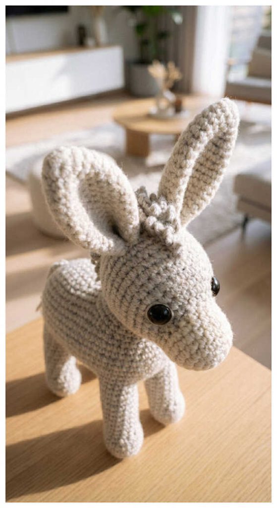cozy crochet donkey amigurumi handmade farm animal toy neutral decor inspiration
