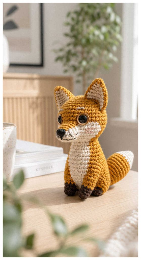 crochet fox doll handmade cute woodland animal toy soft yarn inspiration
