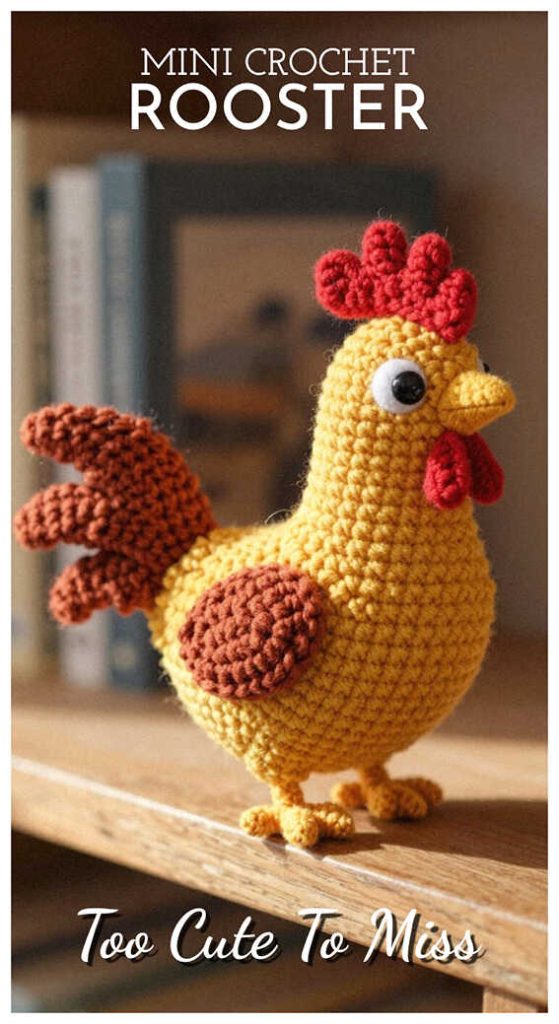 crochet rooster amigurumi free pattern cute handmade chicken toy soft yarn detail