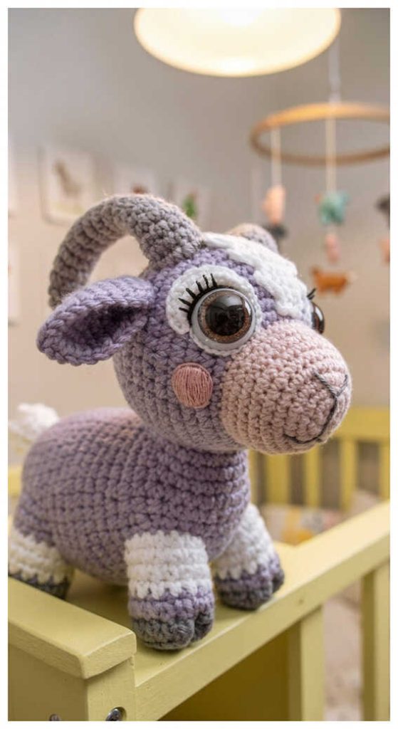 cute baby goat amigurumi handmade crochet farm animal toy inspiration with soft pastel styling