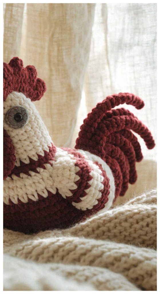 cute chicken amigurumi free crochet pattern handmade rooster toy soft yarn detail