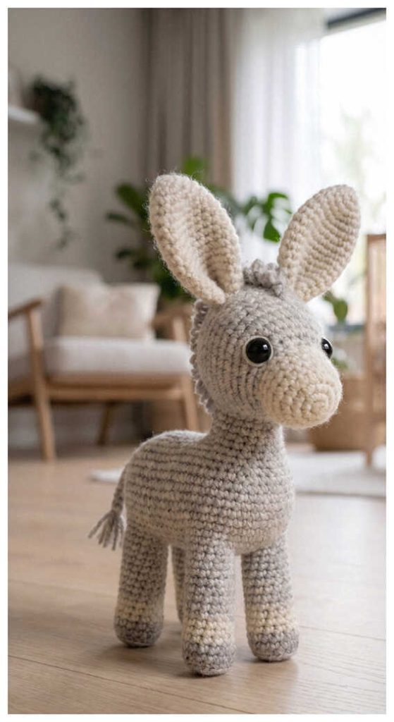 handmade donkey toy crochet amigurumi cute farm animal inspiration