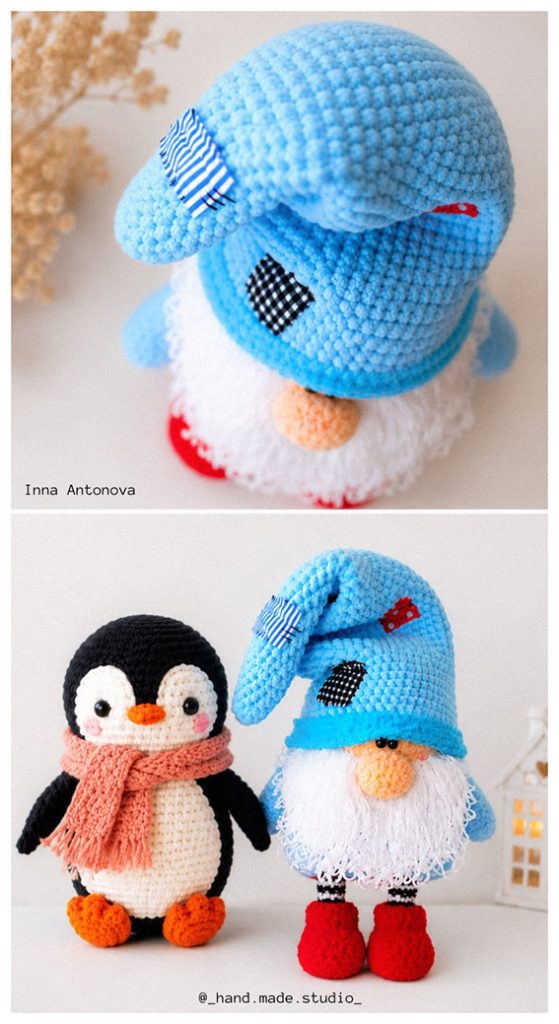 cute plush gnome amigurumi free pattern handmade doll with blue hat and cozy winter character styling