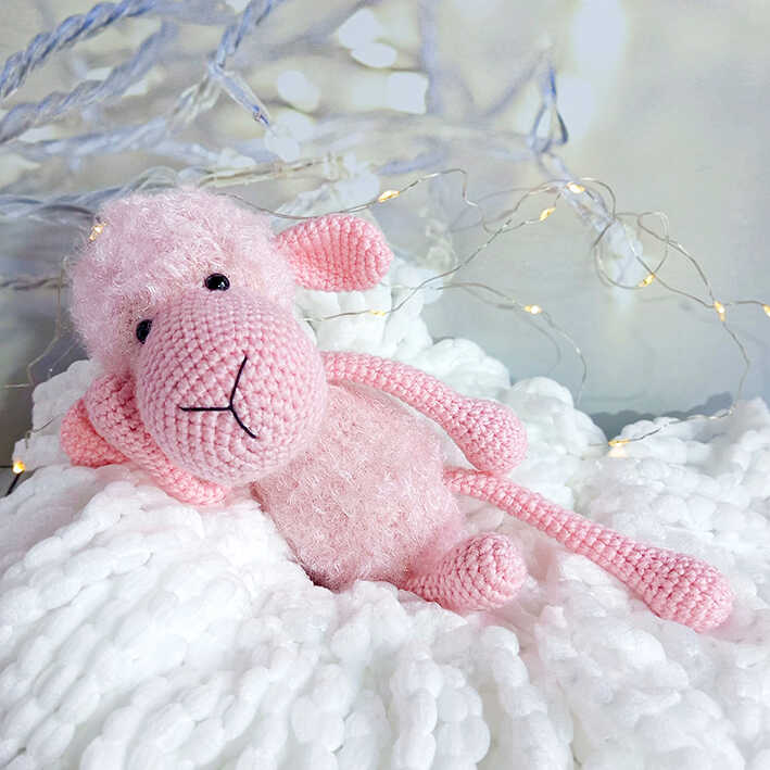 cute sheep amigurumi free pattern handmade plush pink sheep doll with soft fluffy texture