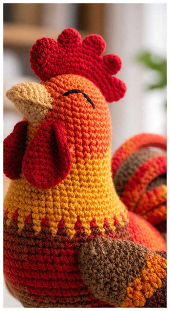 cutest crochet rooster amigurumi free pattern handmade chicken toy soft yarn