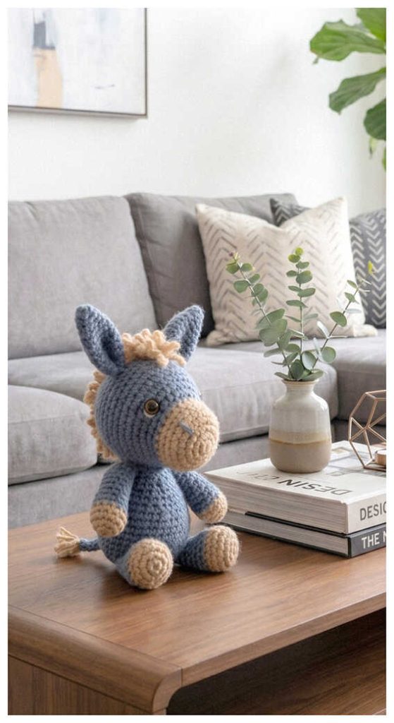 crochet donkey doll handmade cute farm animal toy soft yarn inspiration