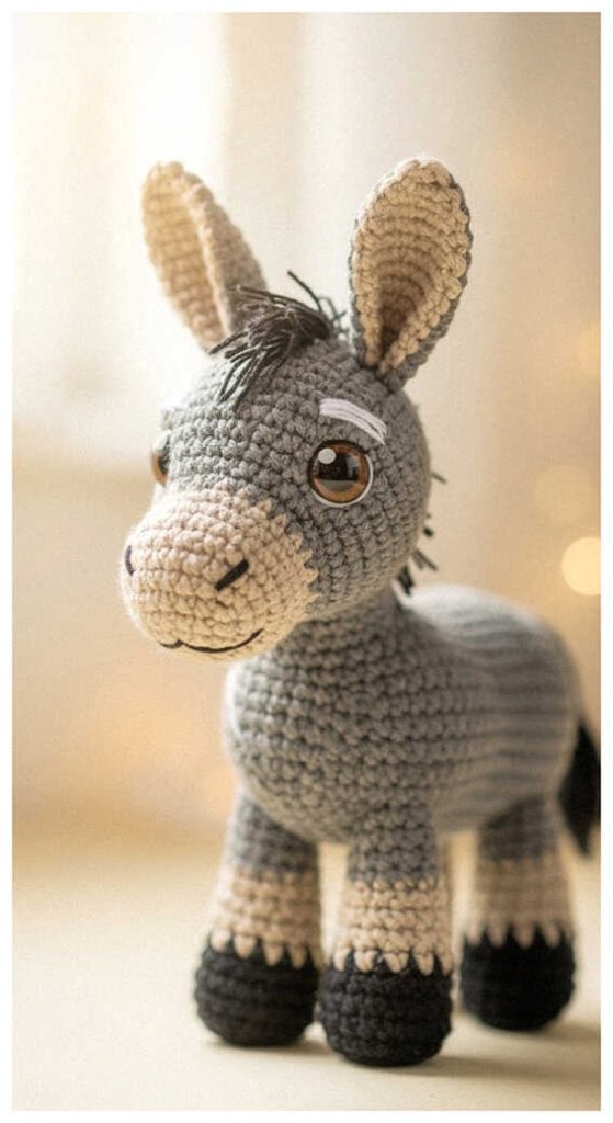 cute donkey plush crochet amigurumi handmade farm animal toy inspiration