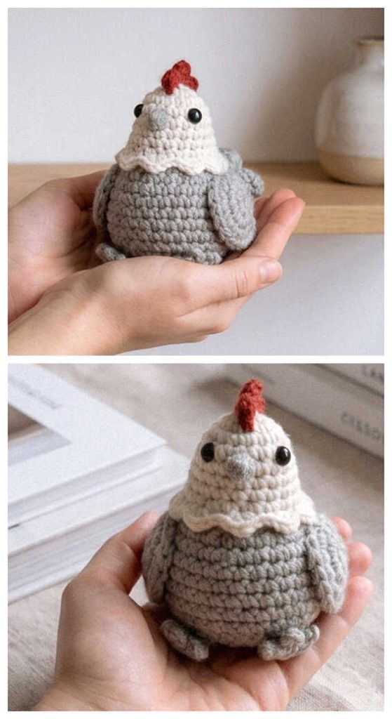 farm style crochet rooster amigurumi free pattern handmade chicken toy decor