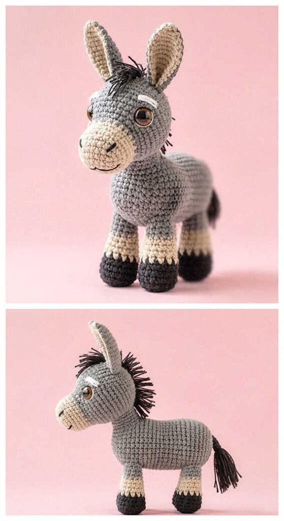 small farm animal crochet toy cute donkey amigurumi inspiration