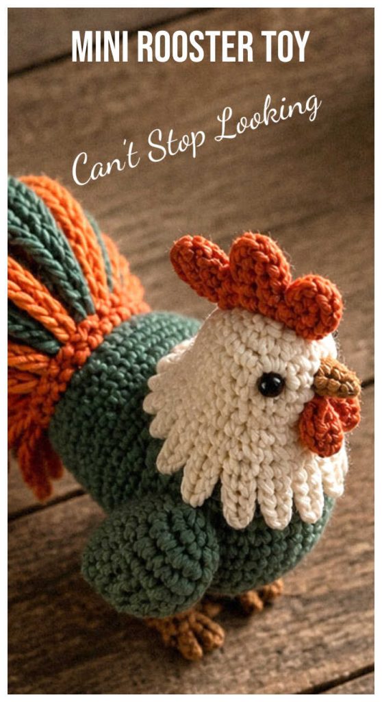 handmade crochet rooster amigurumi free pattern chicken toy soft yarn detail
