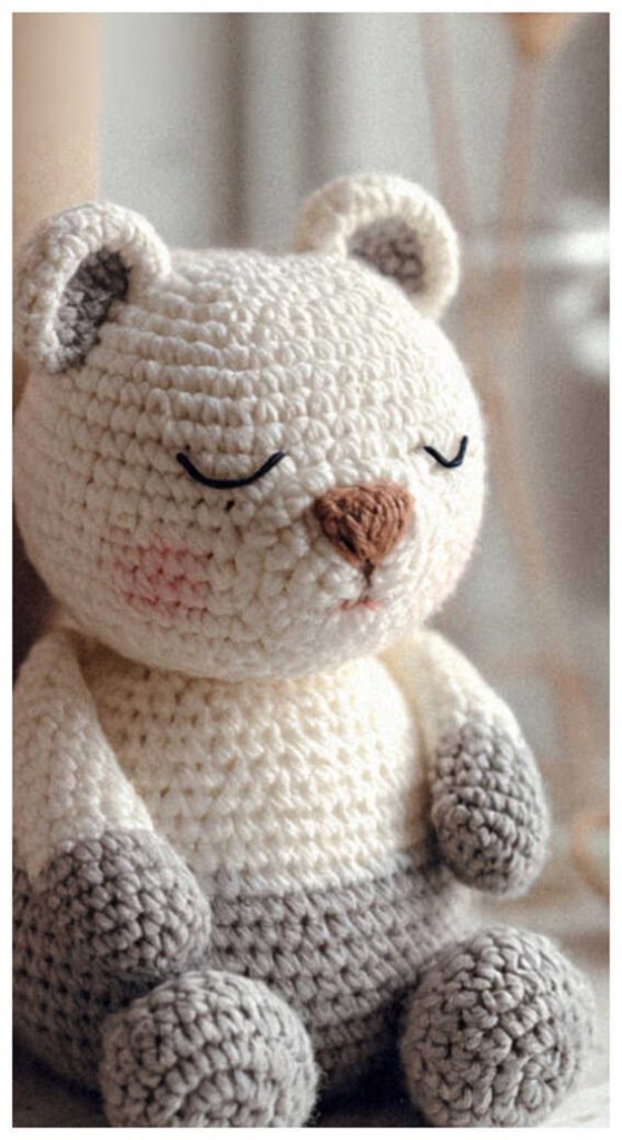 sleepy crochet bear amigurumi cute handmade teddy bear toy soft plush texture