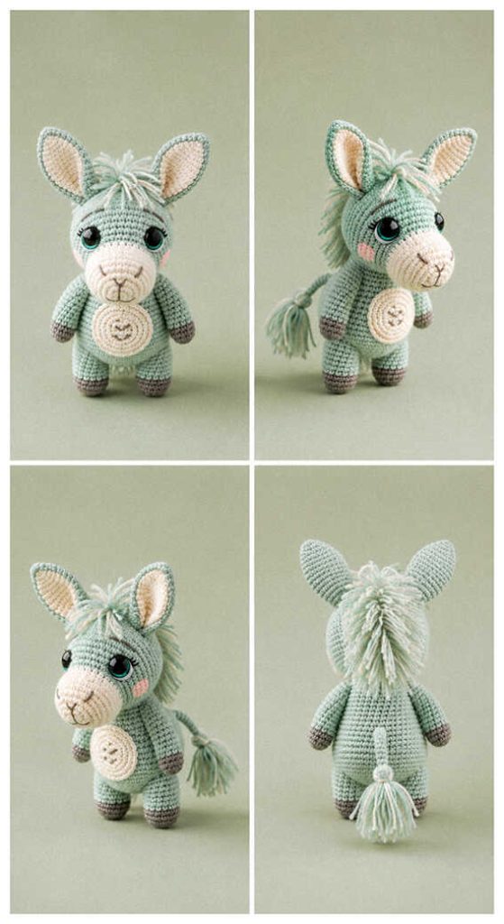 mini crochet donkey amigurumi handmade small farm animal toy soft texture inspiration