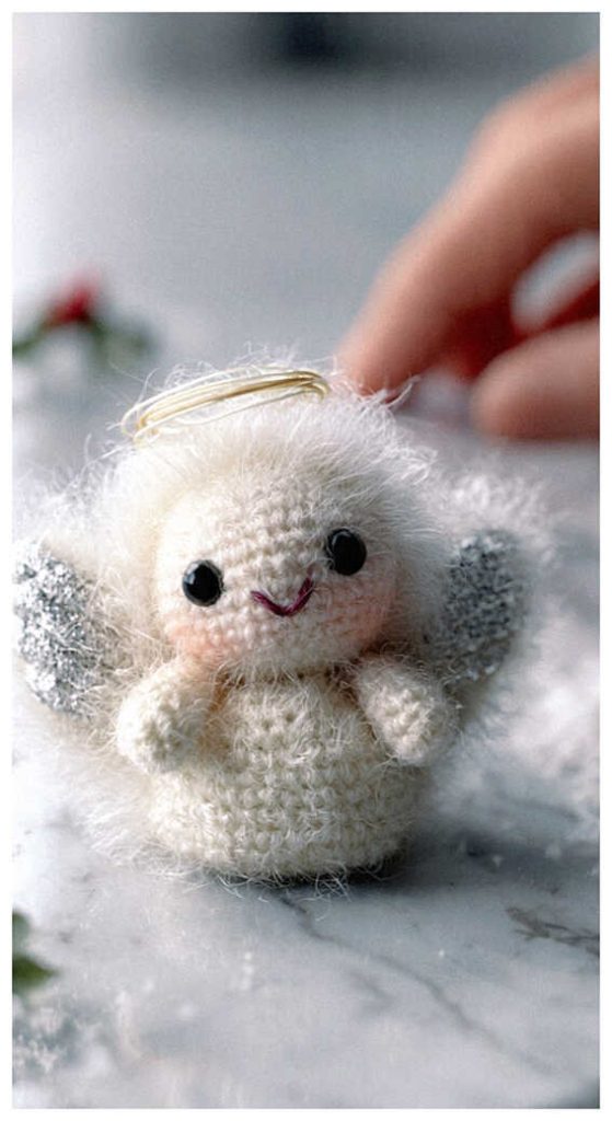 mini plush angel amigurumi handmade crochet doll inspiration with soft fluffy texture
