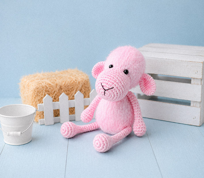 crochet sheep amigurumi free pattern handmade pink sheep plush with soft fluffy texture